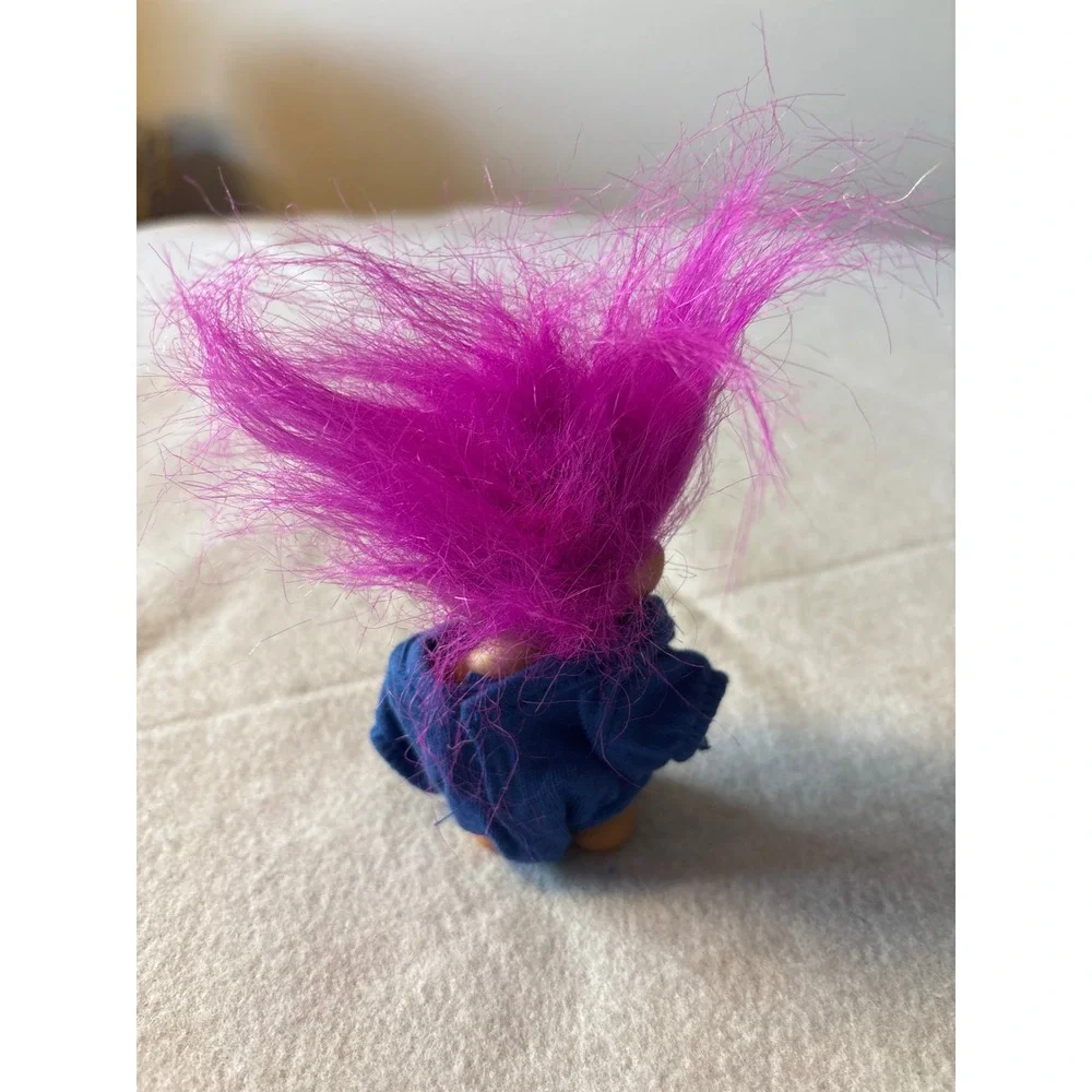 Russ Troll Doll‎ Purple Hair Blue Shirt Vintage Collectible Toy